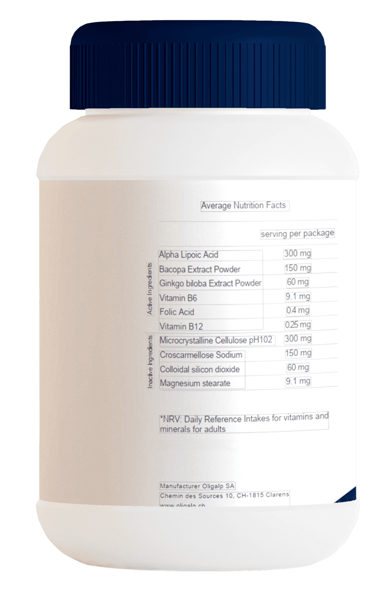Oligalp Olypoick 300 — back of bottle, nutrition facts