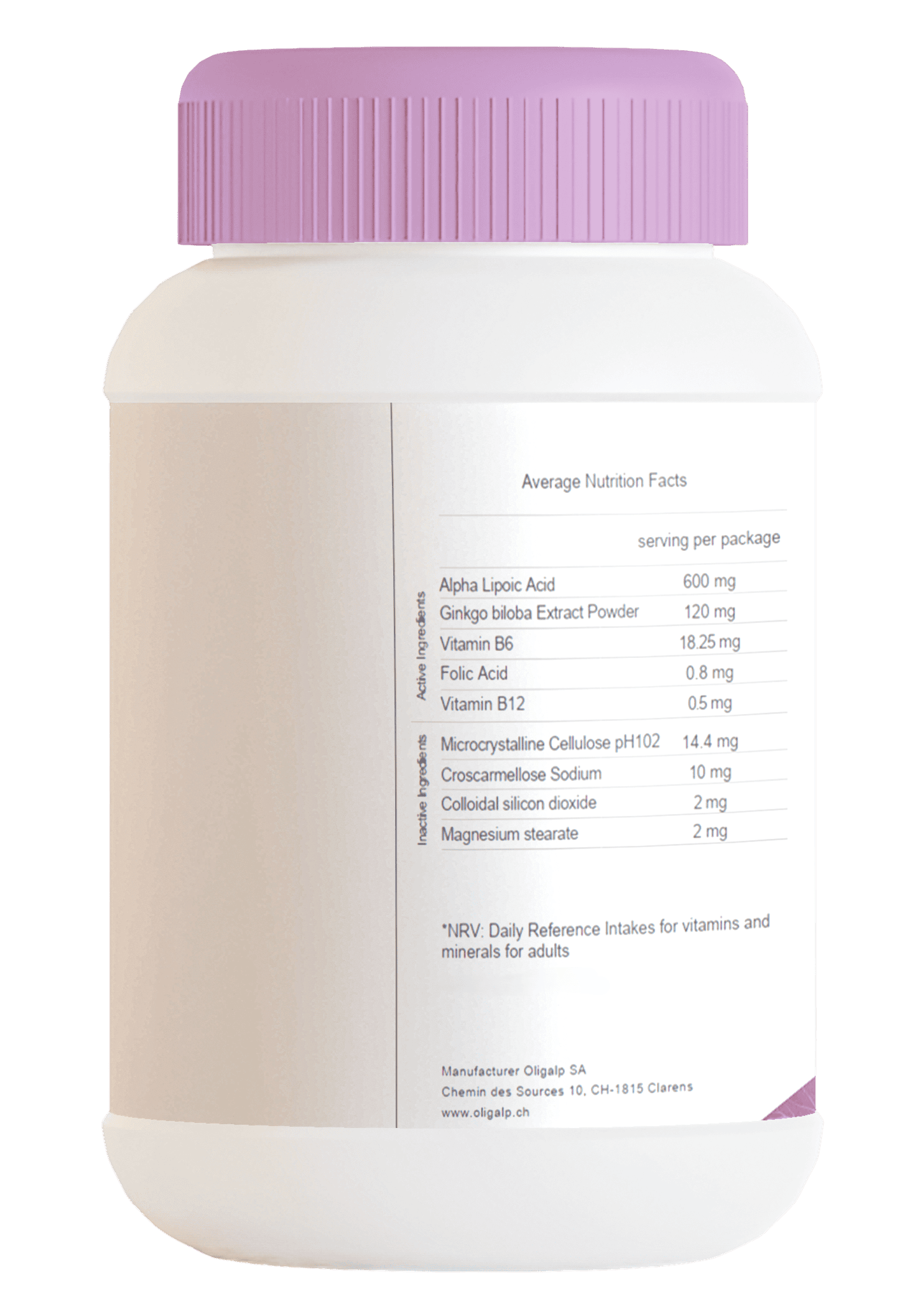 Oligalp Olypoick 600 — back of bottle, nutrition facts